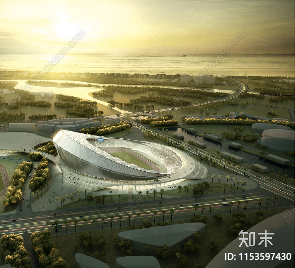 海口体育场建筑设计施工图下载【ID:1153597430】