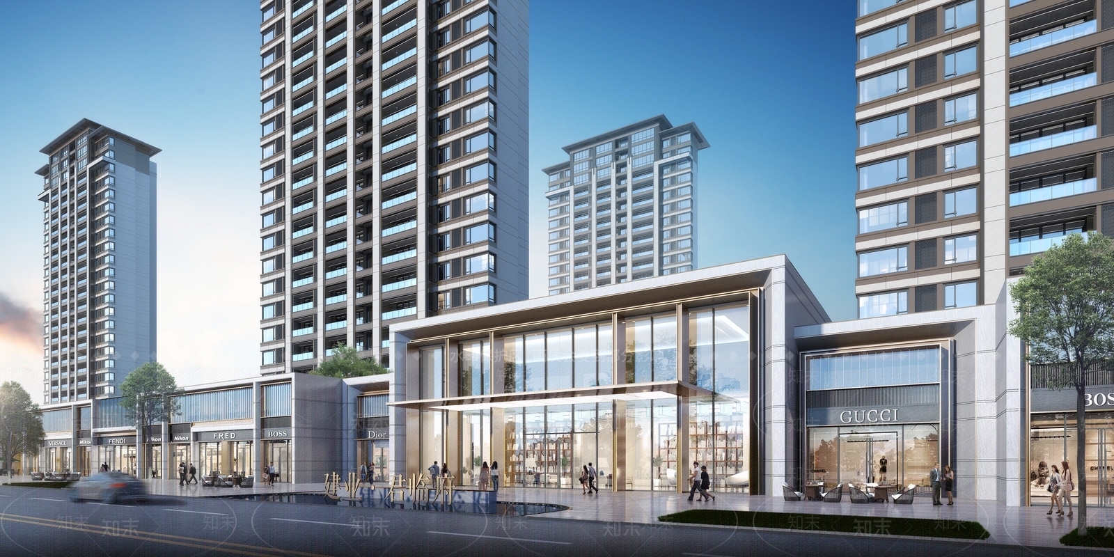 现代风格住宅底商业街SU模型下载【ID:1153189932】