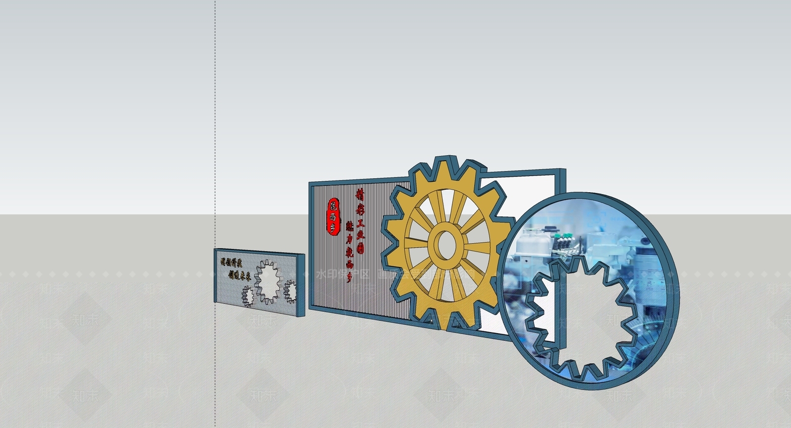 工业齿轮景墙SU模型下载【ID:1153191444】