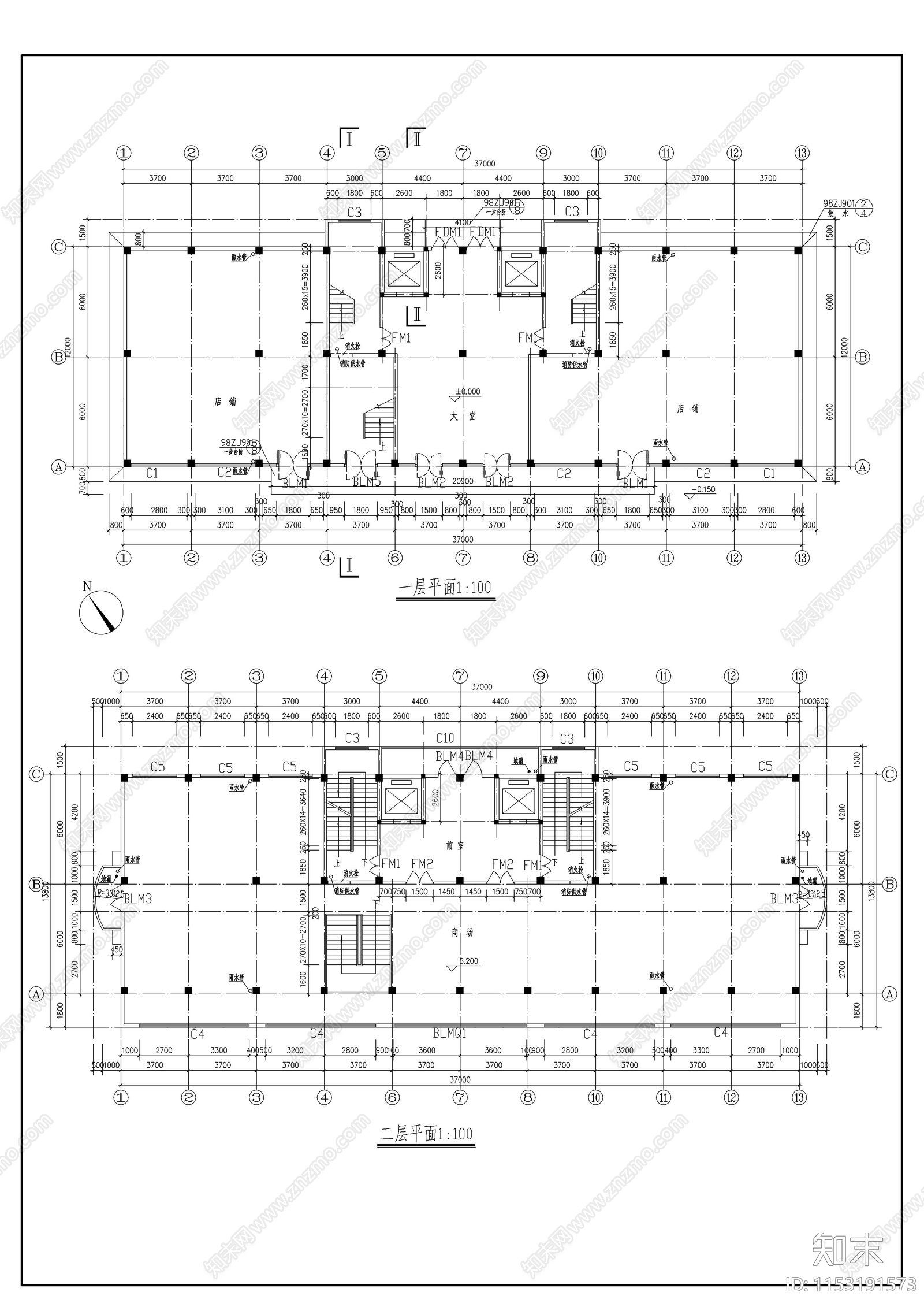 商业综合建筑cad施工图下载【ID:1153191573】