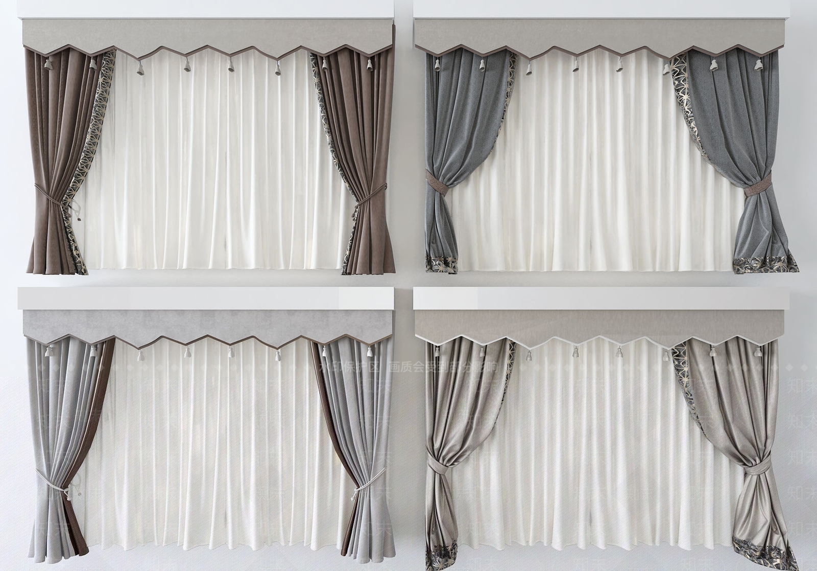 美式窗帘组合3D模型下载【ID:1153191808】