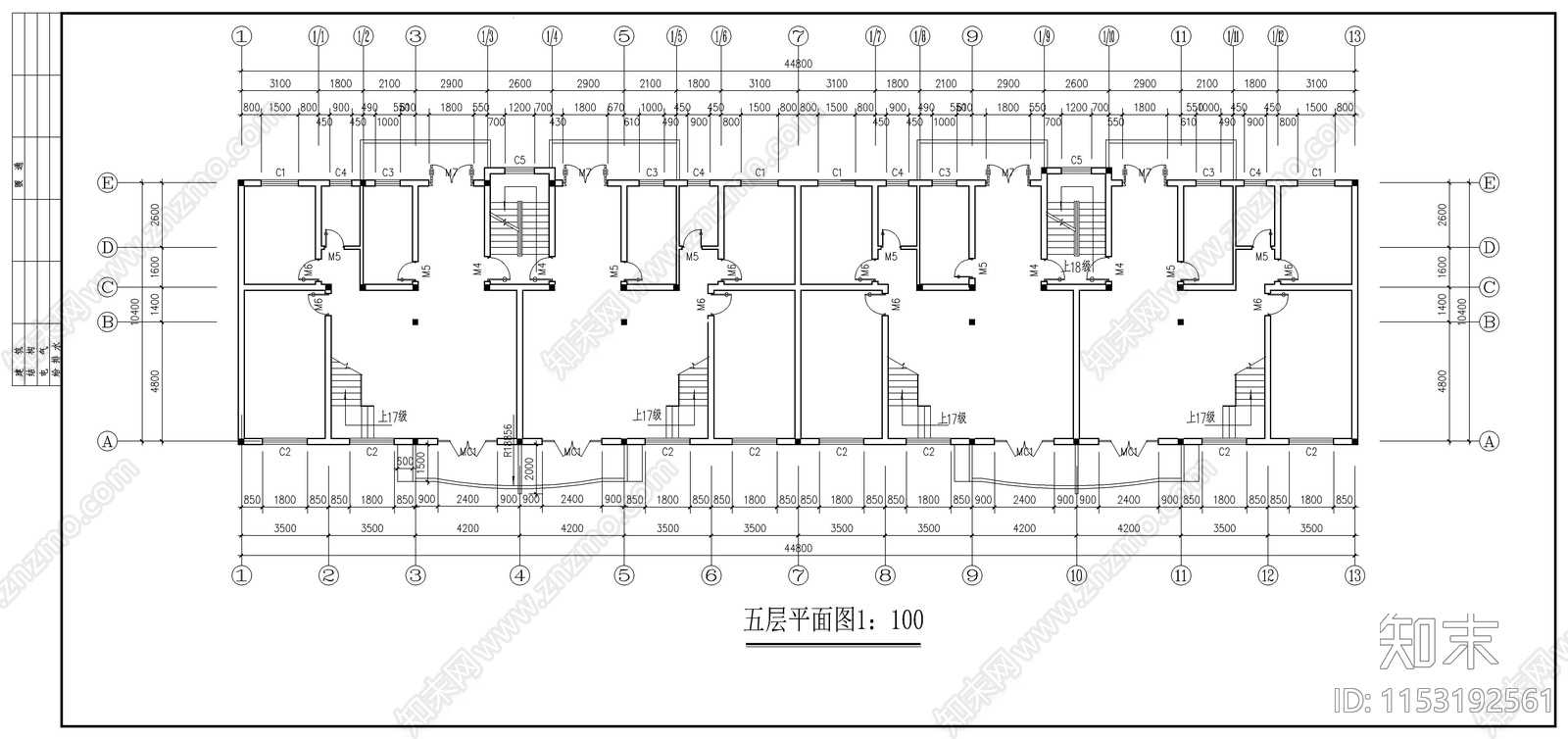 商住楼建筑cad施工图下载【ID:1153192561】