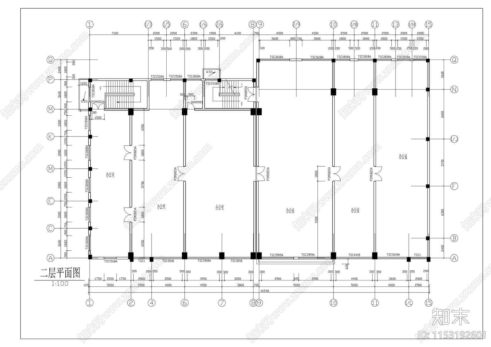 商住楼建筑cad施工图下载【ID:1153192601】