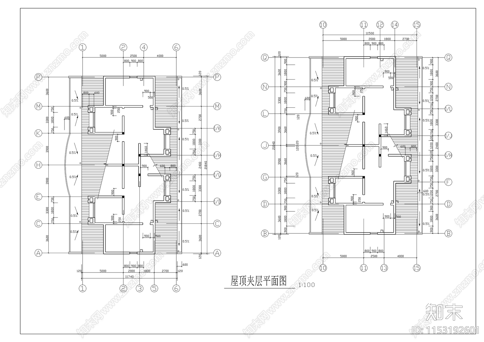 商住楼建筑cad施工图下载【ID:1153192601】