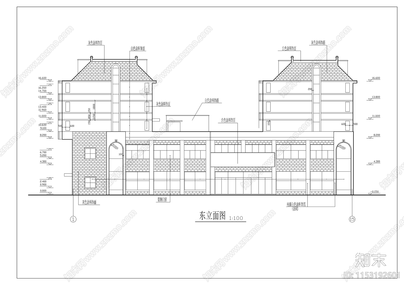 商住楼建筑cad施工图下载【ID:1153192601】