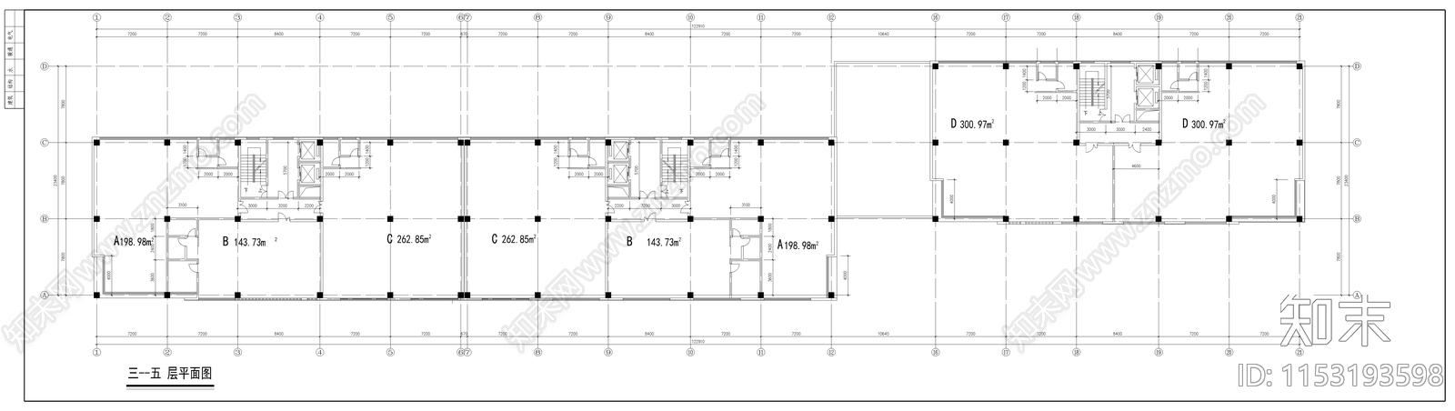 商住楼建筑cad施工图下载【ID:1153193598】