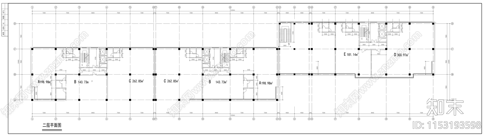 商住楼建筑cad施工图下载【ID:1153193598】