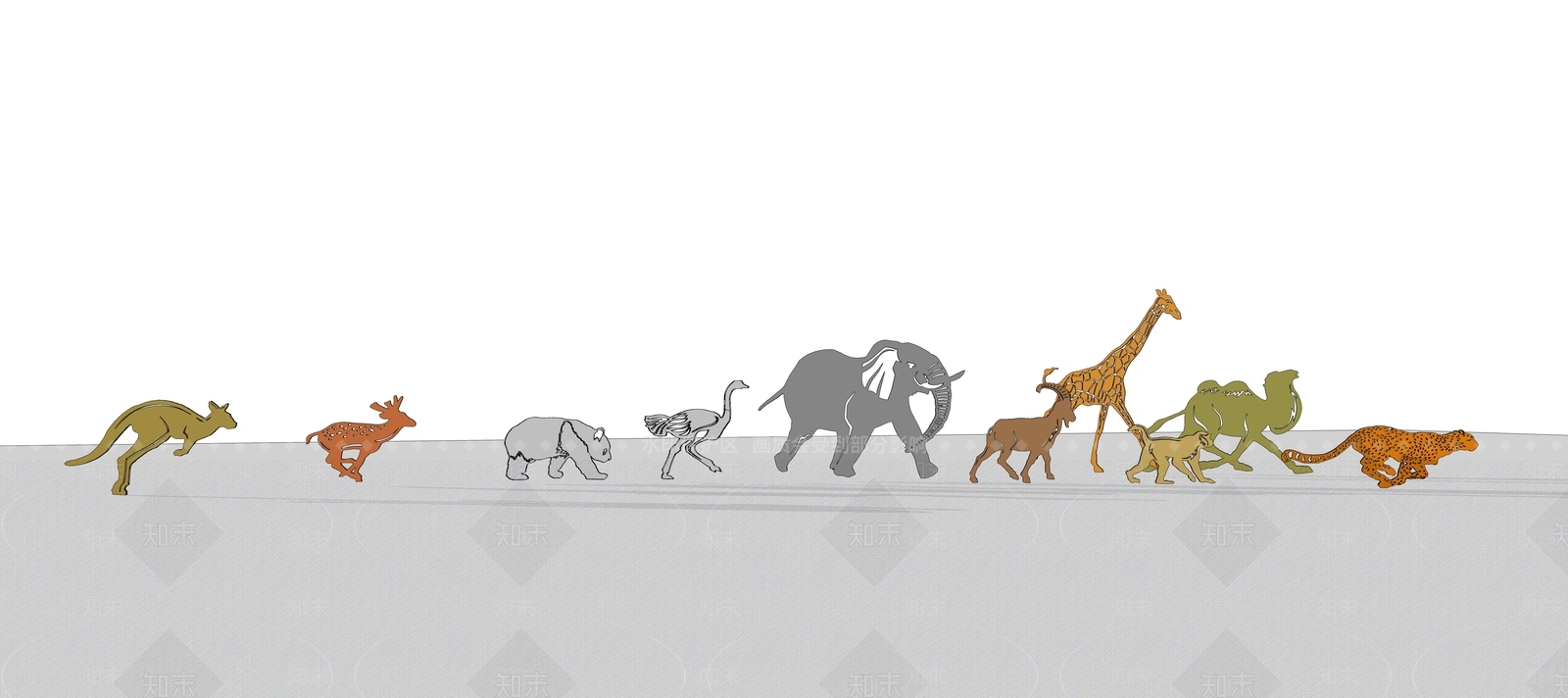 现代动物雕塑小品SU模型下载【ID:1153194247】