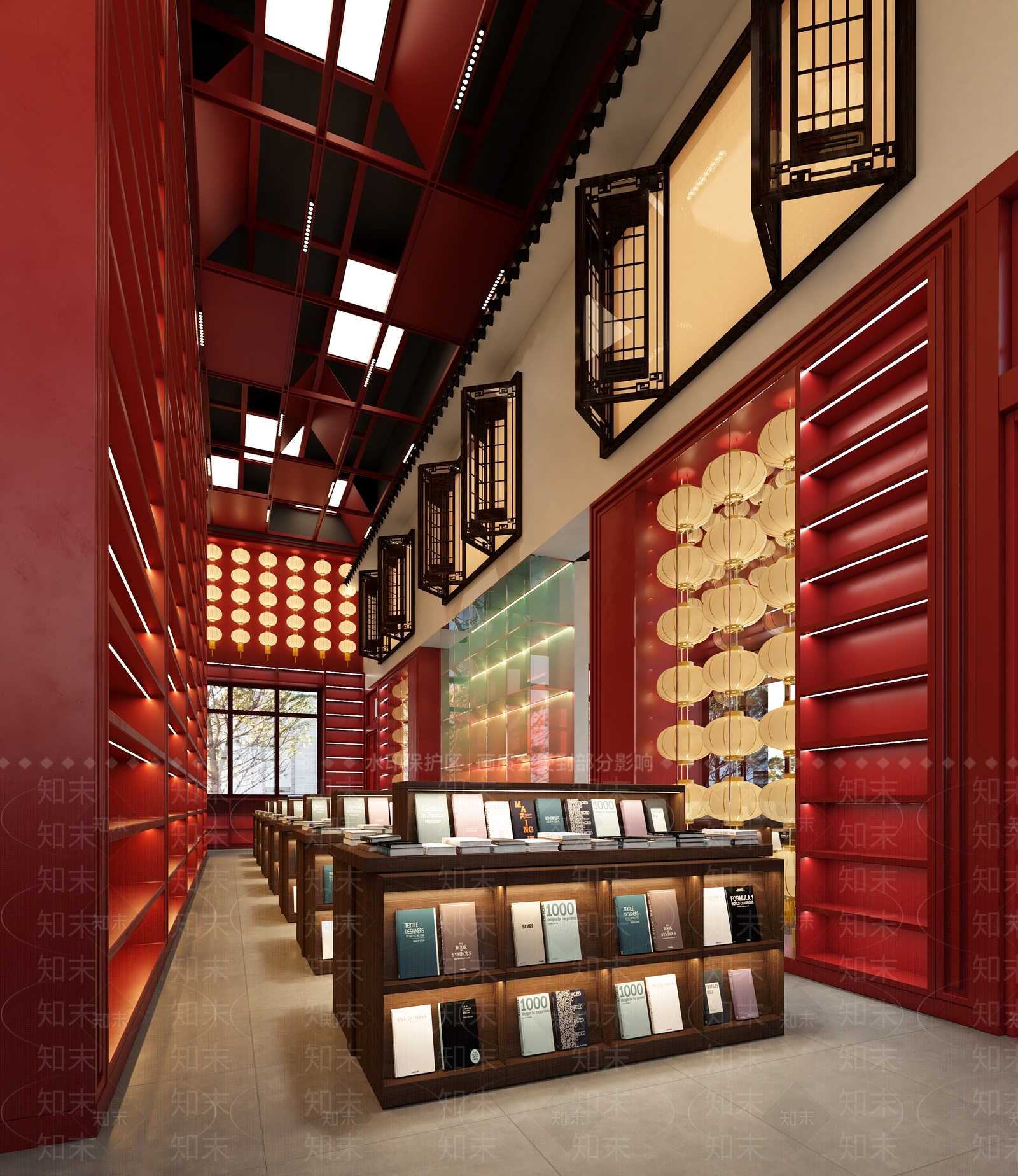 中式中国红书店3D模型下载【ID:1153194424】