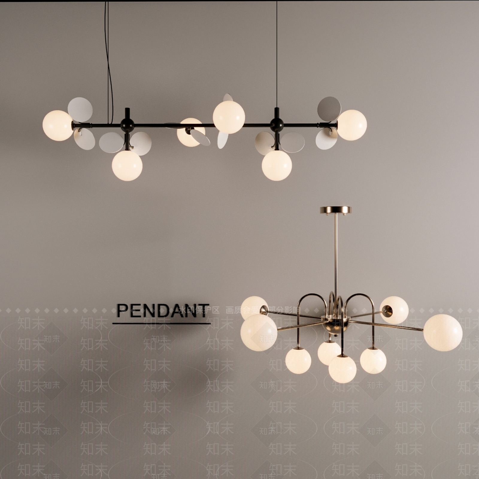 现代球形吊灯SU模型下载【ID:1153195124】