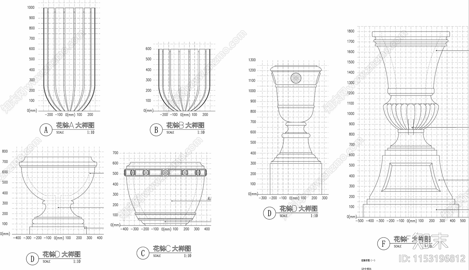 欧式花钵图库施工图下载【ID:1153196812】