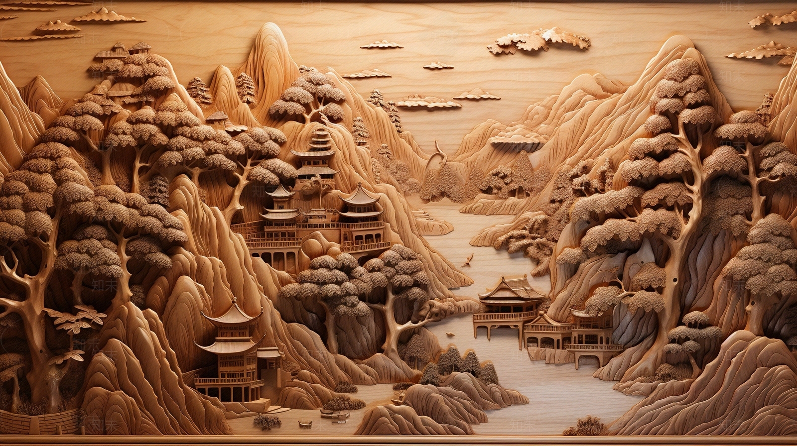 木雕山水贴图下载【ID:1153197350】