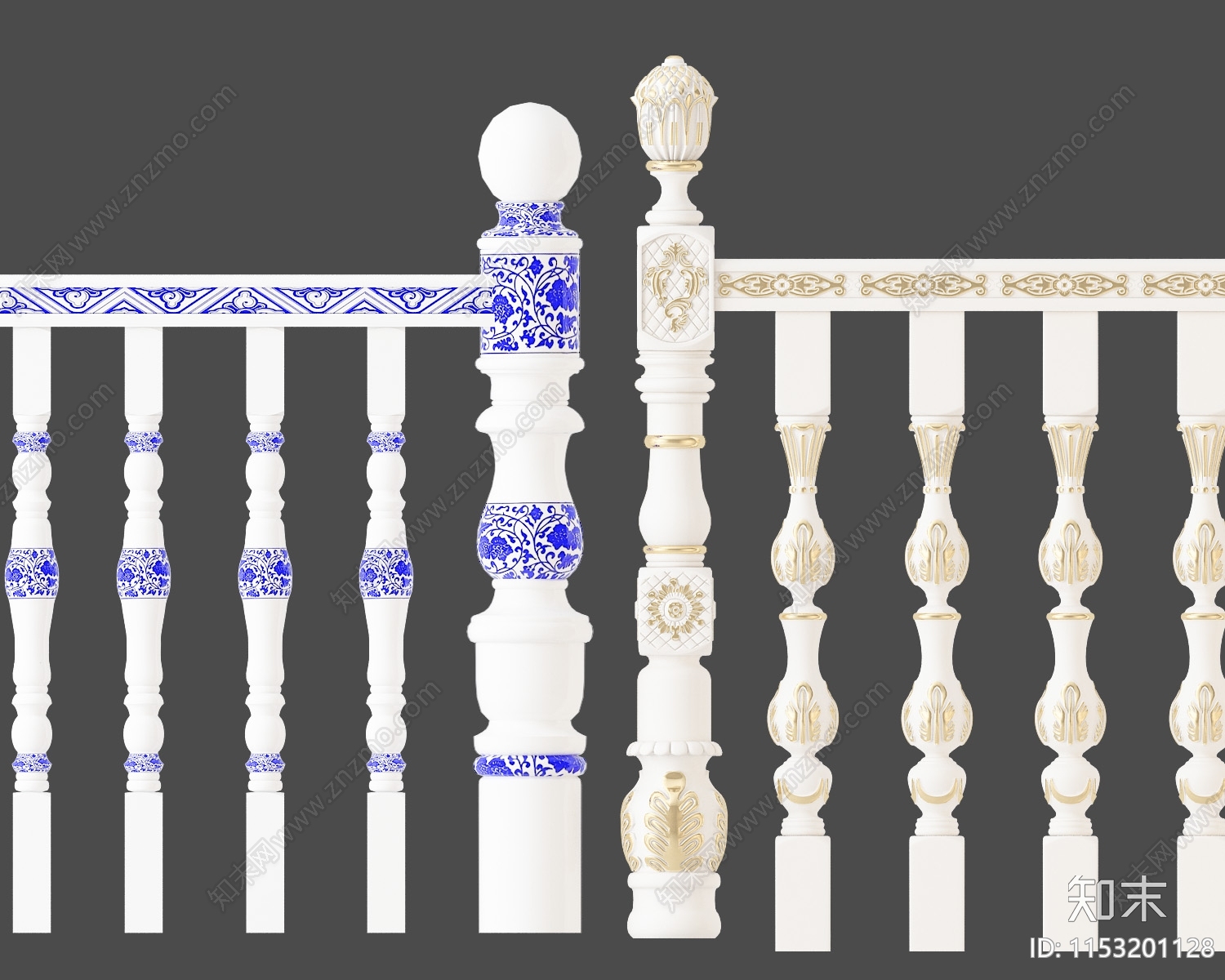 简欧栏杆组合3D模型下载【ID:1153201128】