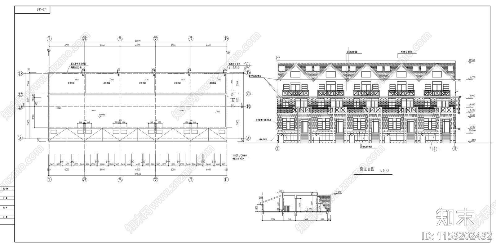 八栋别墅建筑cad施工图下载【ID:1153202432】