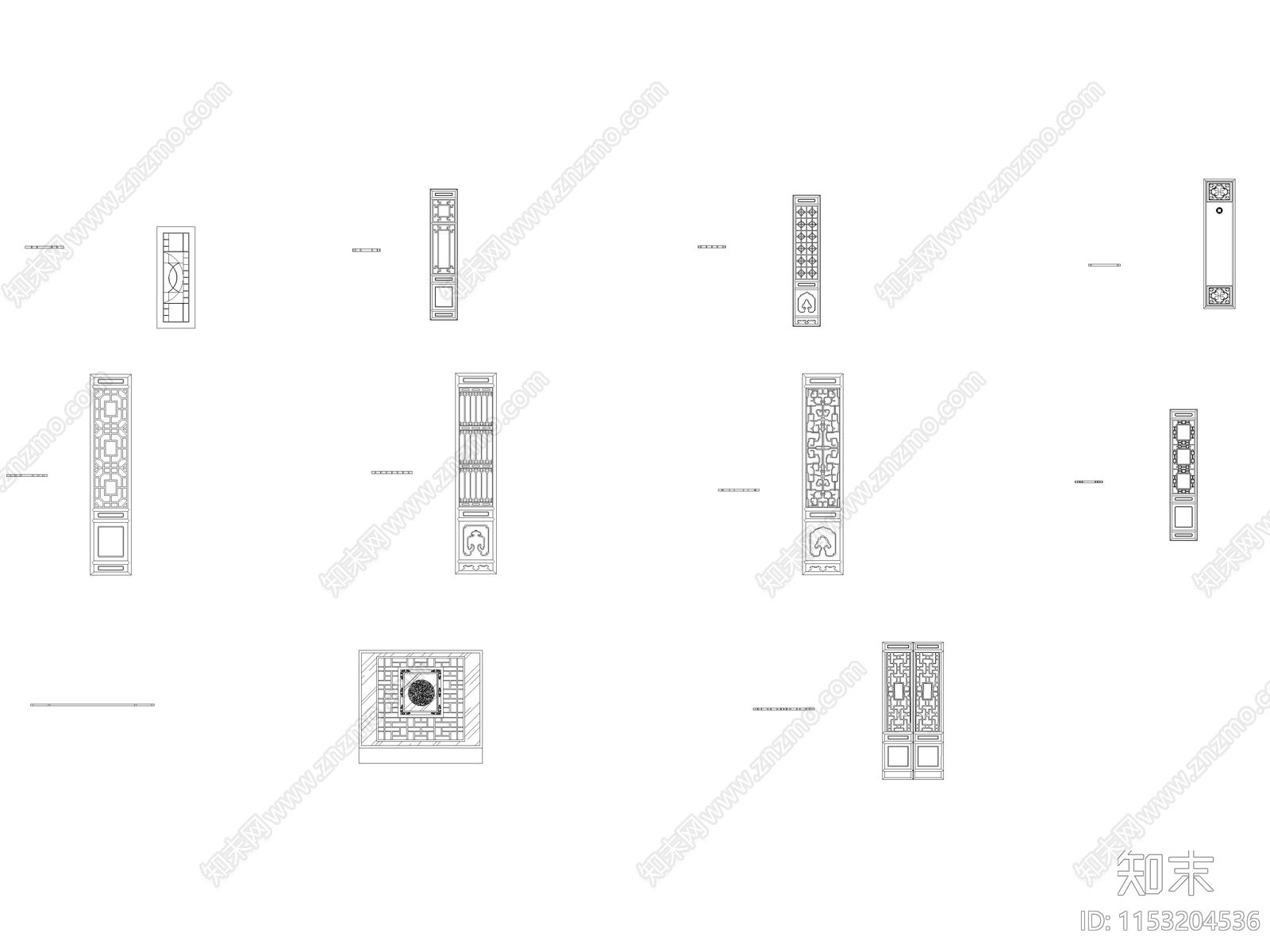 中式隔断图库cad施工图下载【ID:1153204536】