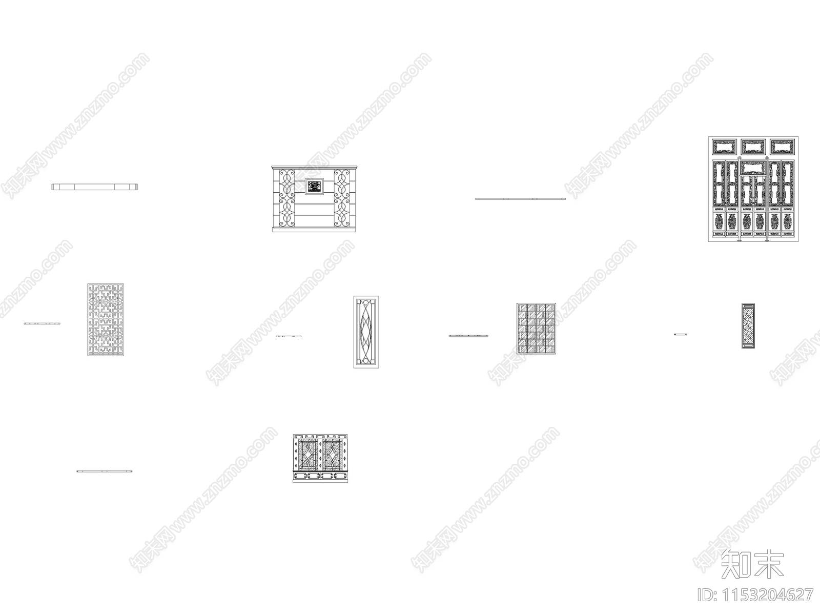 中式隔断图库cad施工图下载【ID:1153204627】