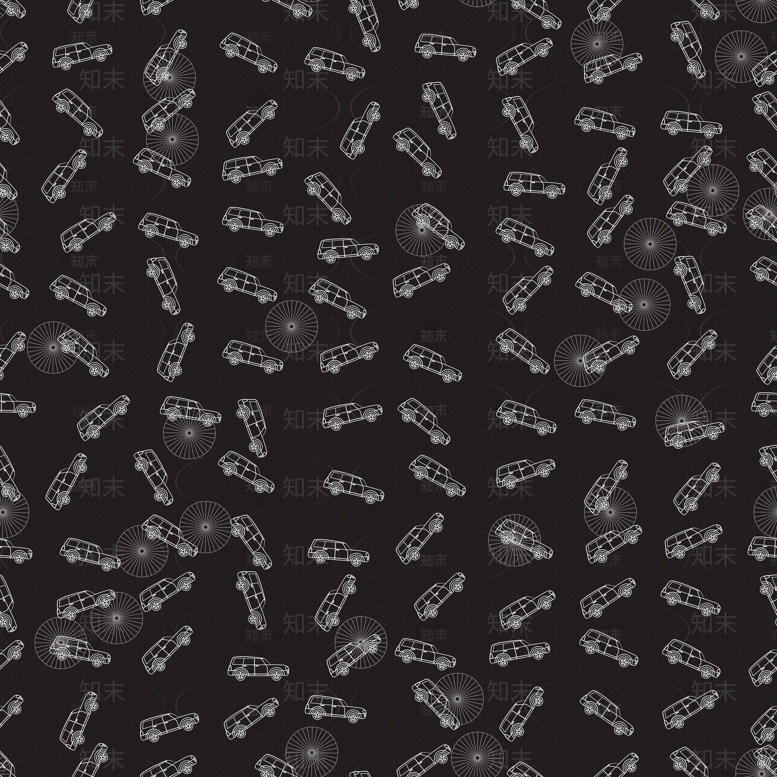 深色卡通小汽车简笔画壁纸贴图下载【ID:1153204705】