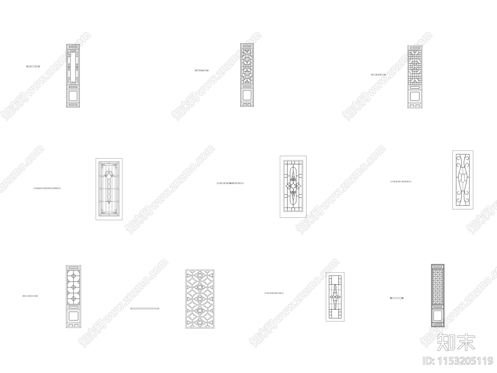 中式隔断图库cad施工图下载【ID:1153205119】