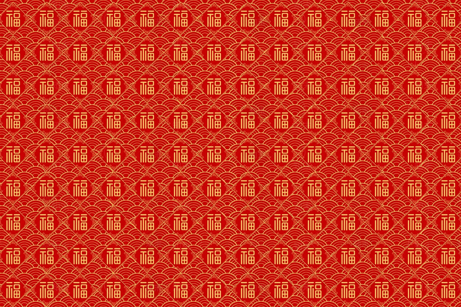 中式红色背景云纹福字墙布墙纸贴图下载【ID:1153205255】