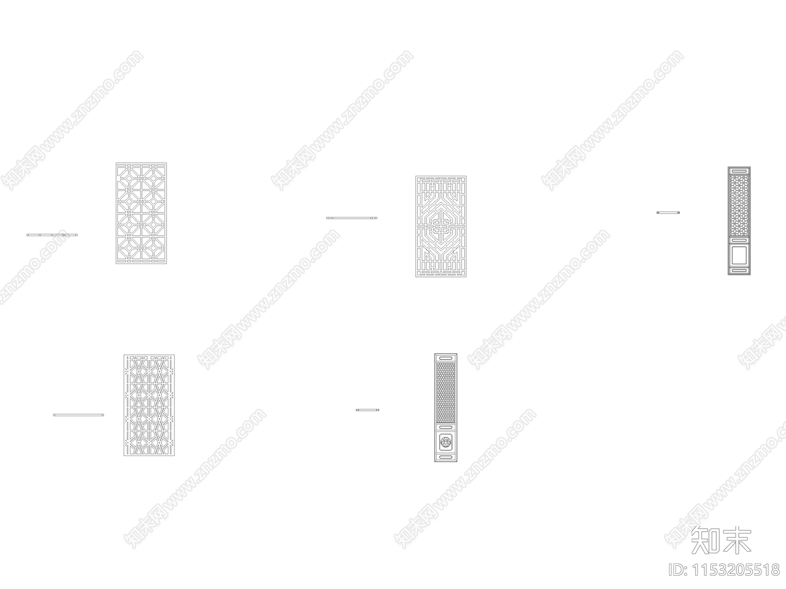 中式隔断图库cad施工图下载【ID:1153205518】