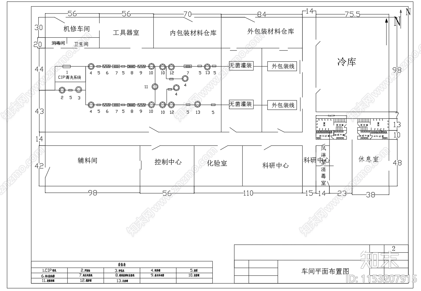 年产1万吨红枣酸奶乳制品食品工厂平面施工图下载【ID:1153207915】