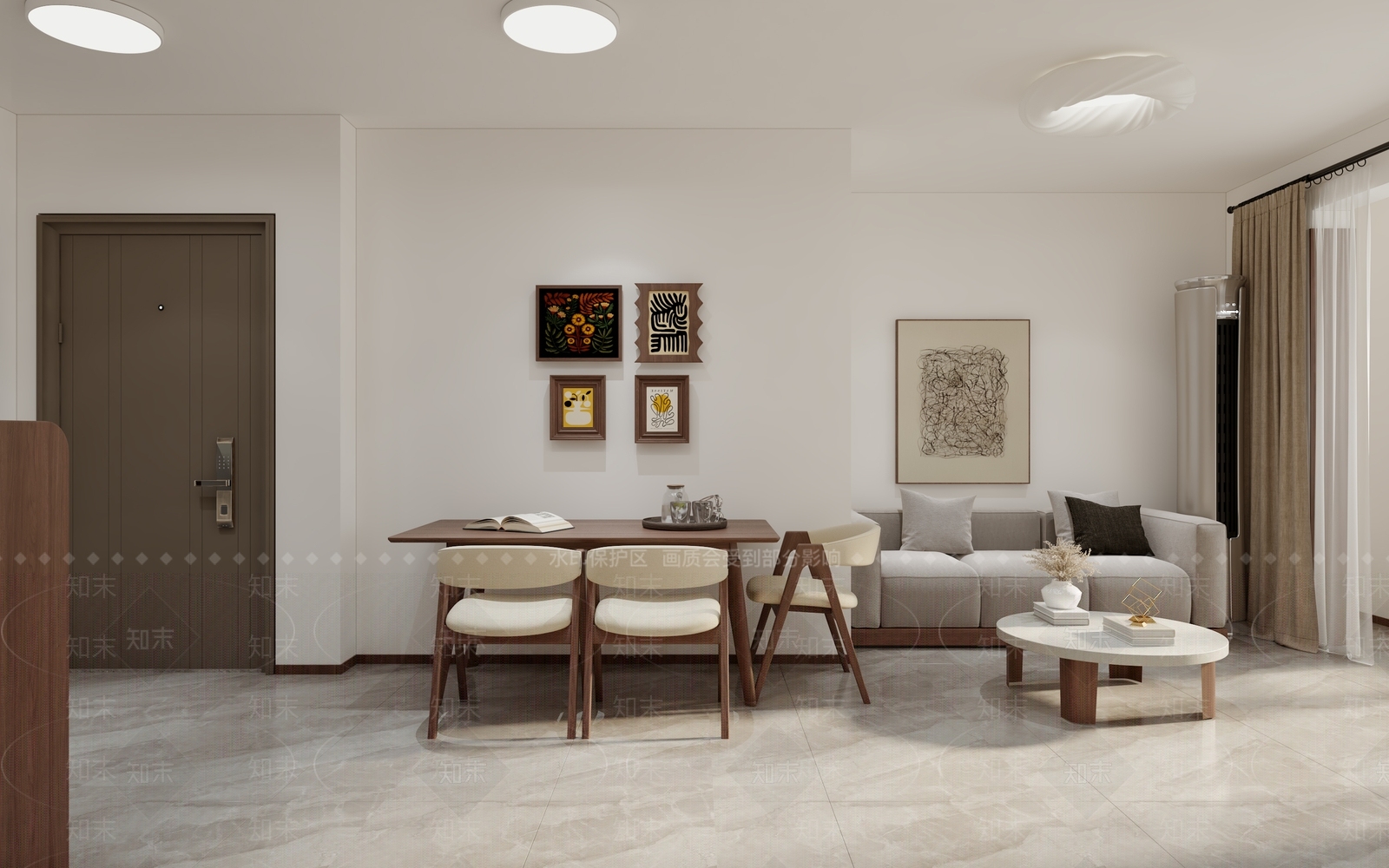 现代人才公寓客餐厅3D模型下载【ID:1153209454】