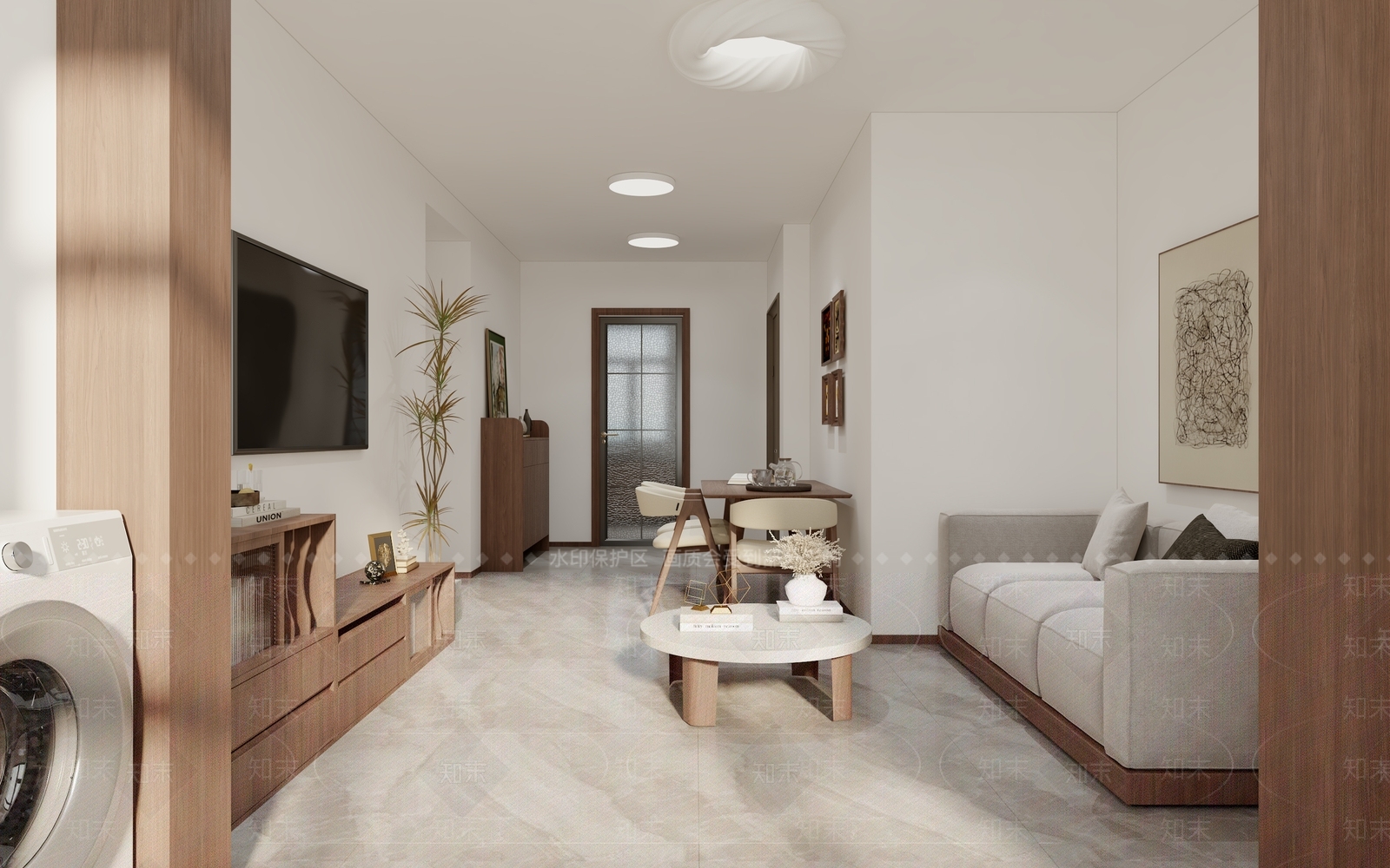 现代人才公寓客餐厅3D模型下载【ID:1153209454】