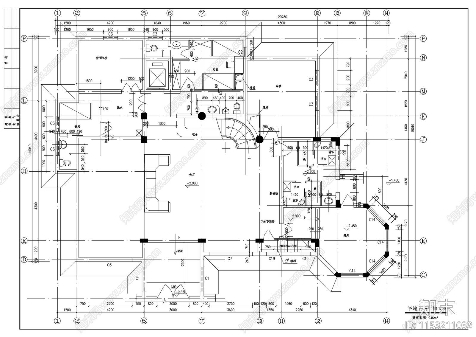 豪华别墅建筑cad施工图下载【ID:1153211032】