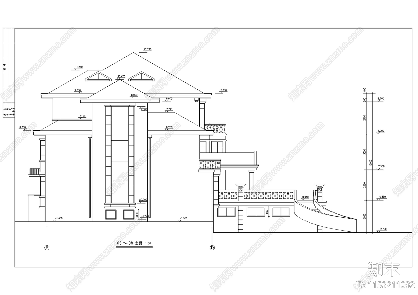 豪华别墅建筑cad施工图下载【ID:1153211032】