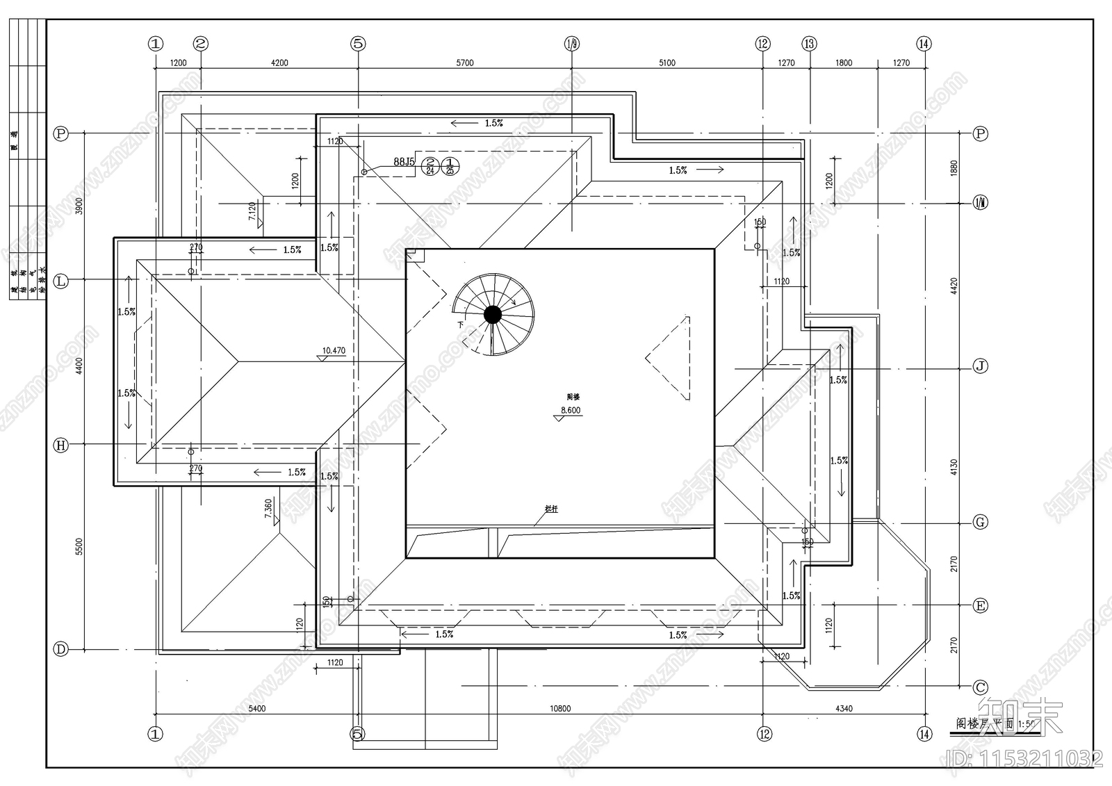 豪华别墅建筑cad施工图下载【ID:1153211032】