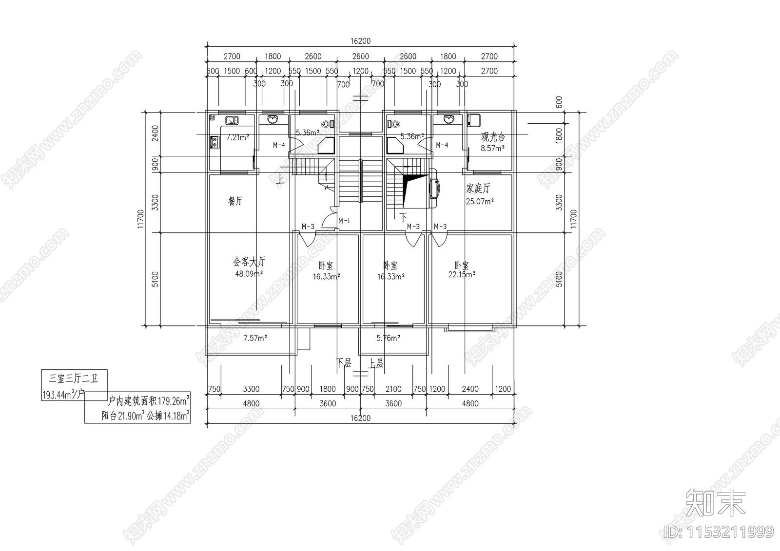 76例室内平面别墅建筑平面图施工图下载【ID:1153211999】