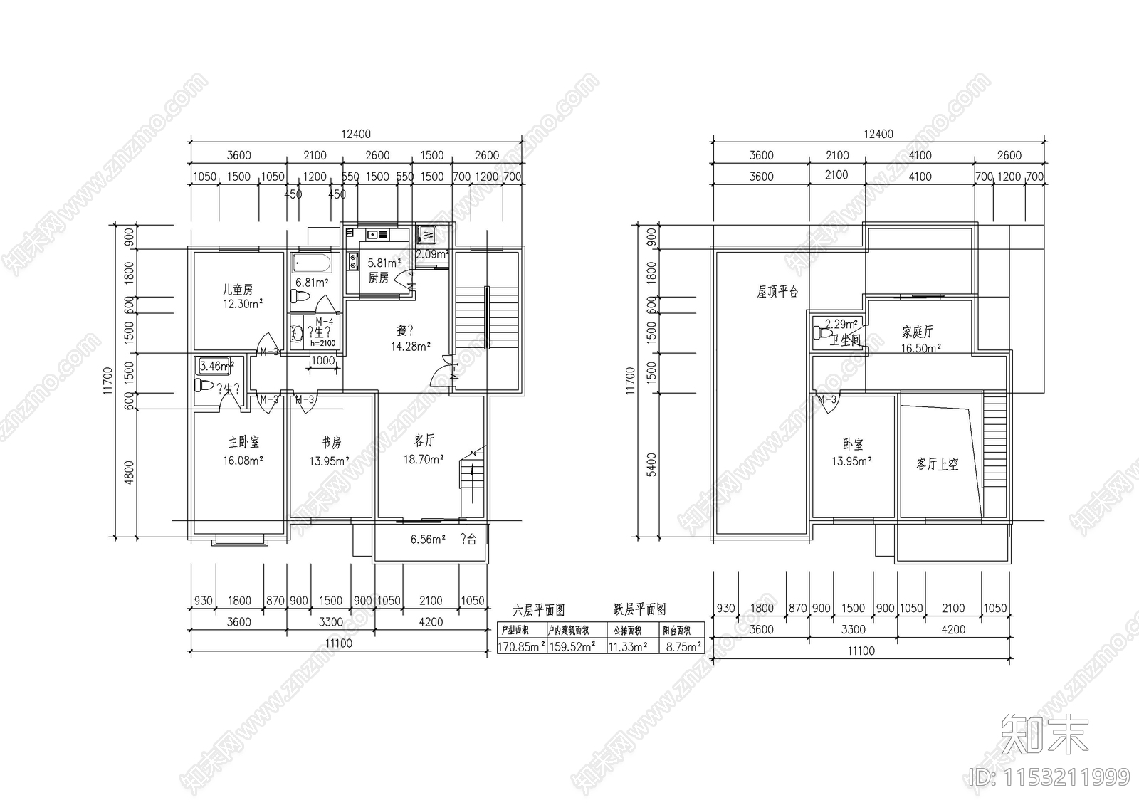 76例室内平面别墅建筑平面图施工图下载【ID:1153211999】