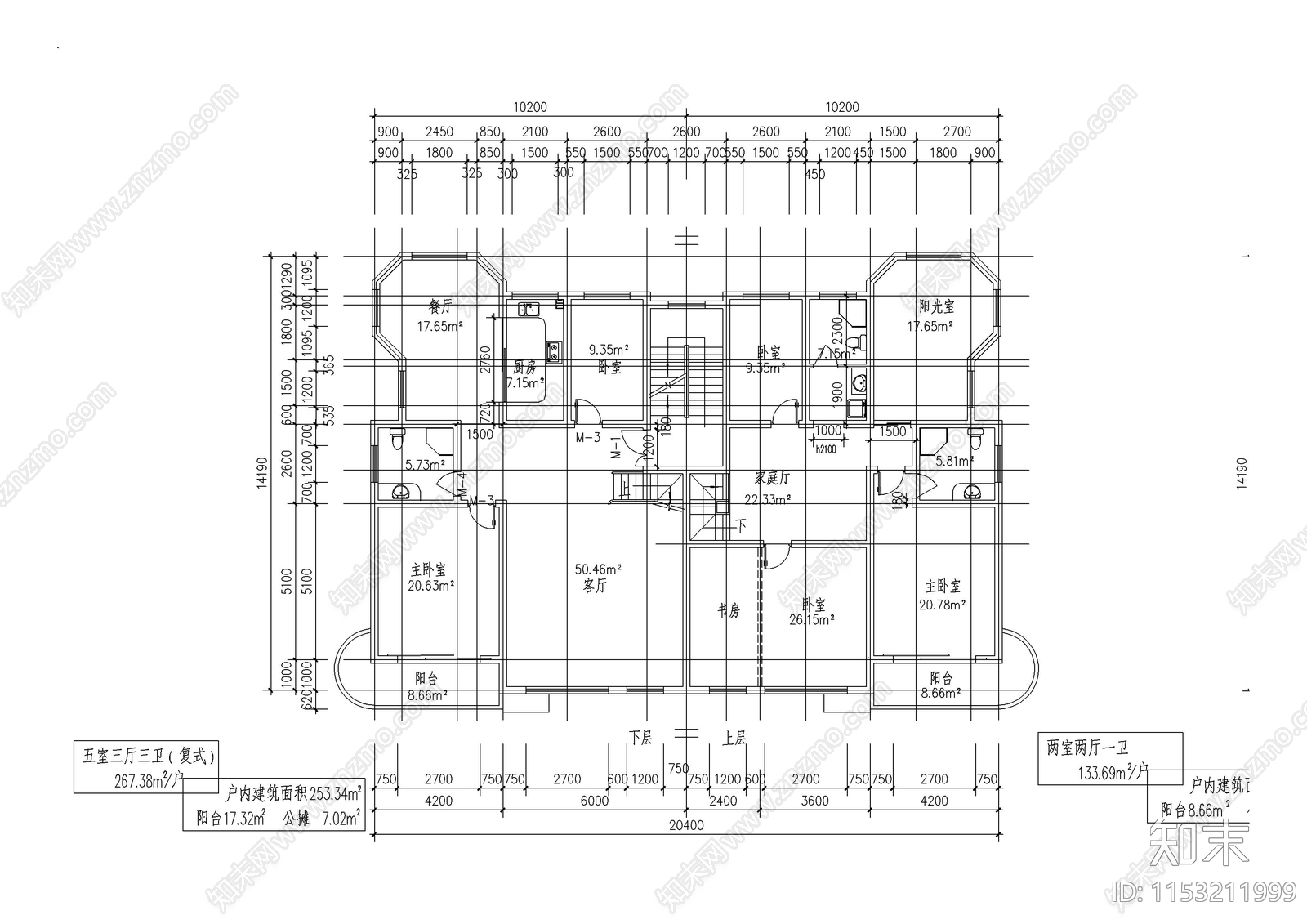 76例室内平面别墅建筑平面图施工图下载【ID:1153211999】