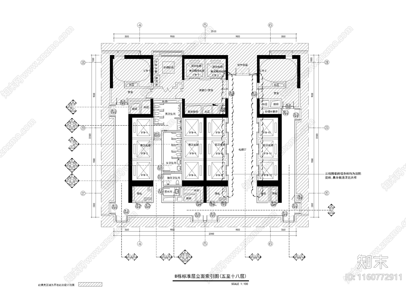 现代电梯厅cad施工图下载【ID:1160772911】