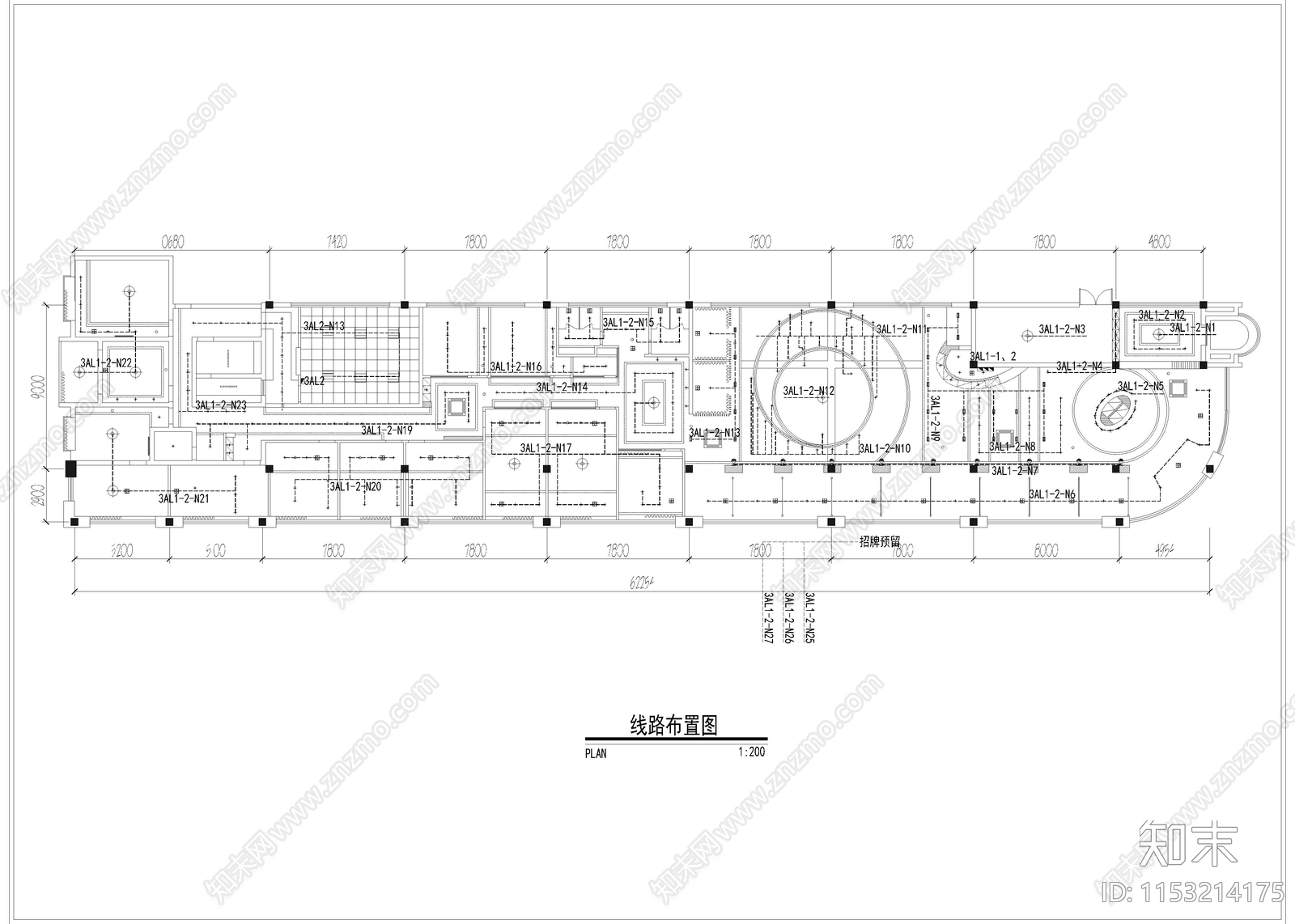 800㎡西餐厅室内cad施工图下载【ID:1153214175】