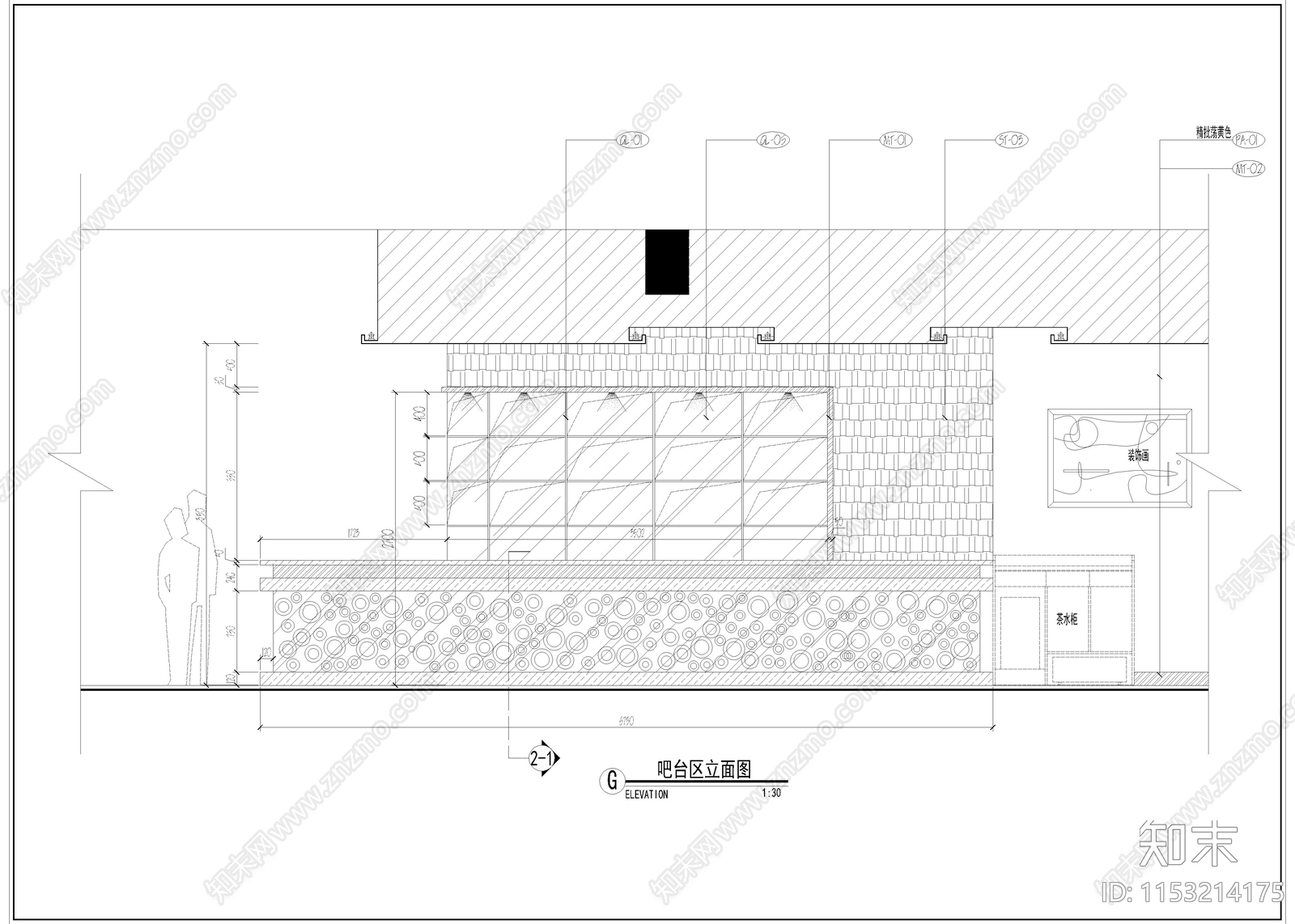 800㎡西餐厅室内cad施工图下载【ID:1153214175】