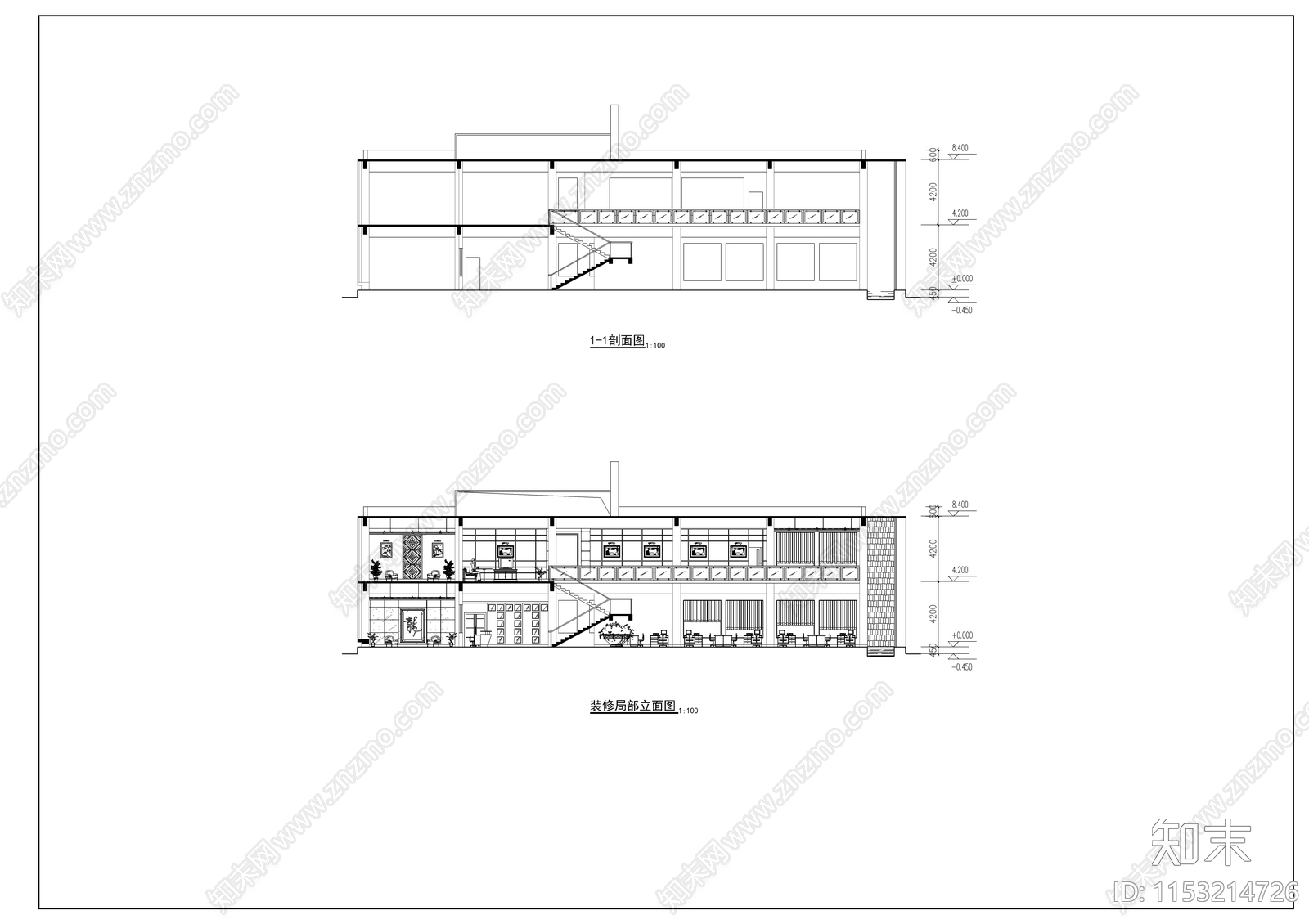 办公别墅建筑cad施工图下载【ID:1153214726】