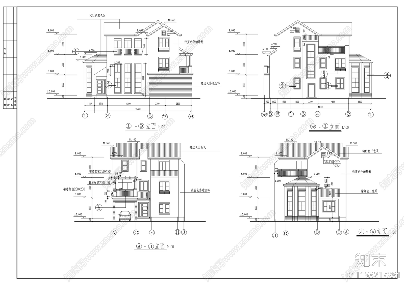 超豪华别墅建筑cad施工图下载【ID:1153217281】