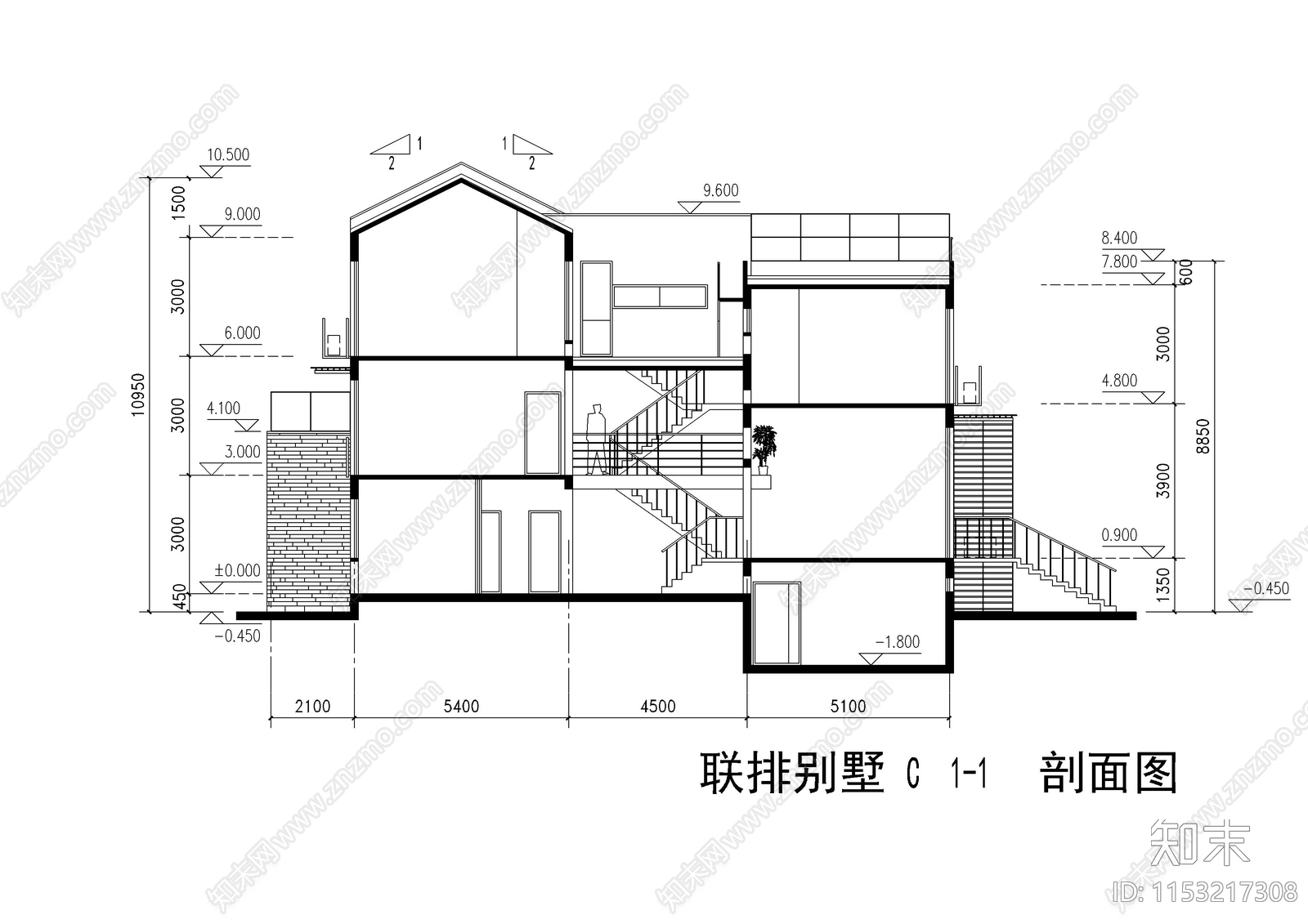 德式小别墅建筑cad施工图下载【ID:1153217308】