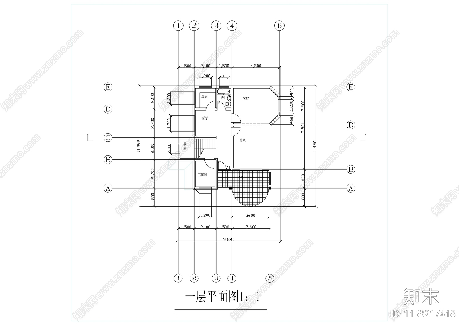 家庭小别墅建筑cad施工图下载【ID:1153217418】