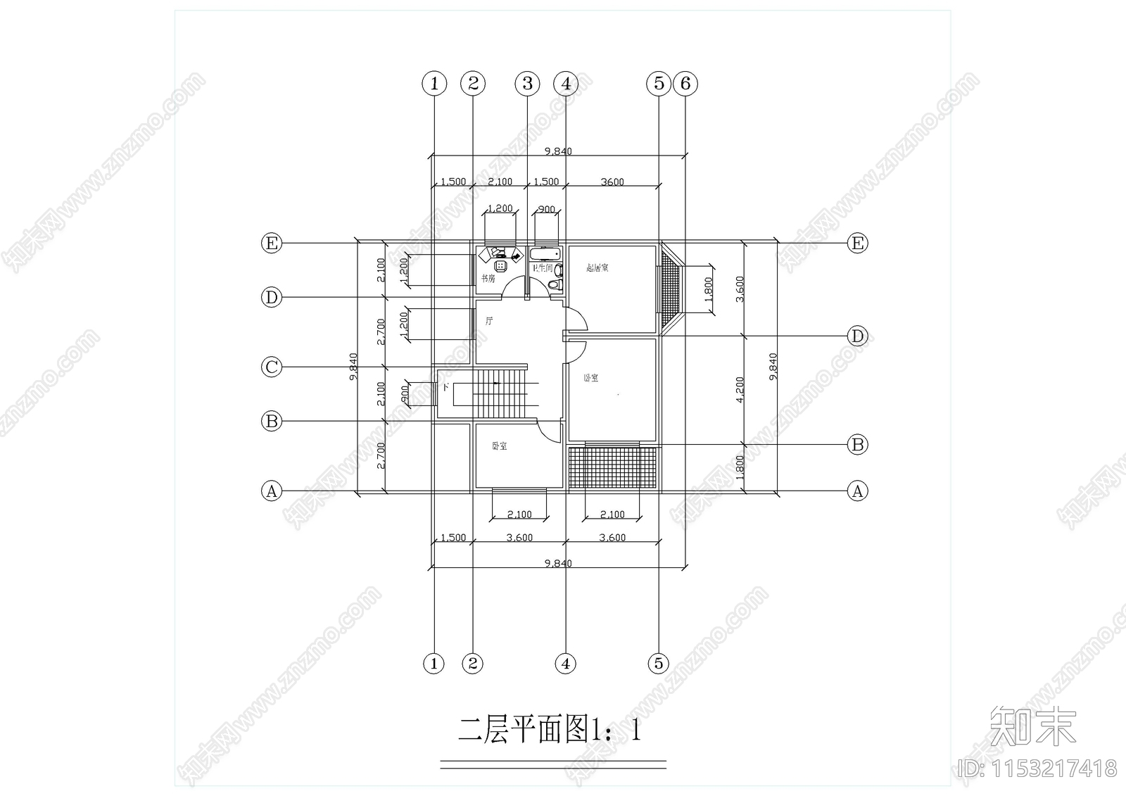 家庭小别墅建筑cad施工图下载【ID:1153217418】