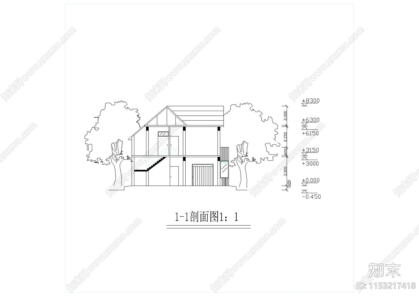 家庭小别墅建筑cad施工图下载【ID:1153217418】