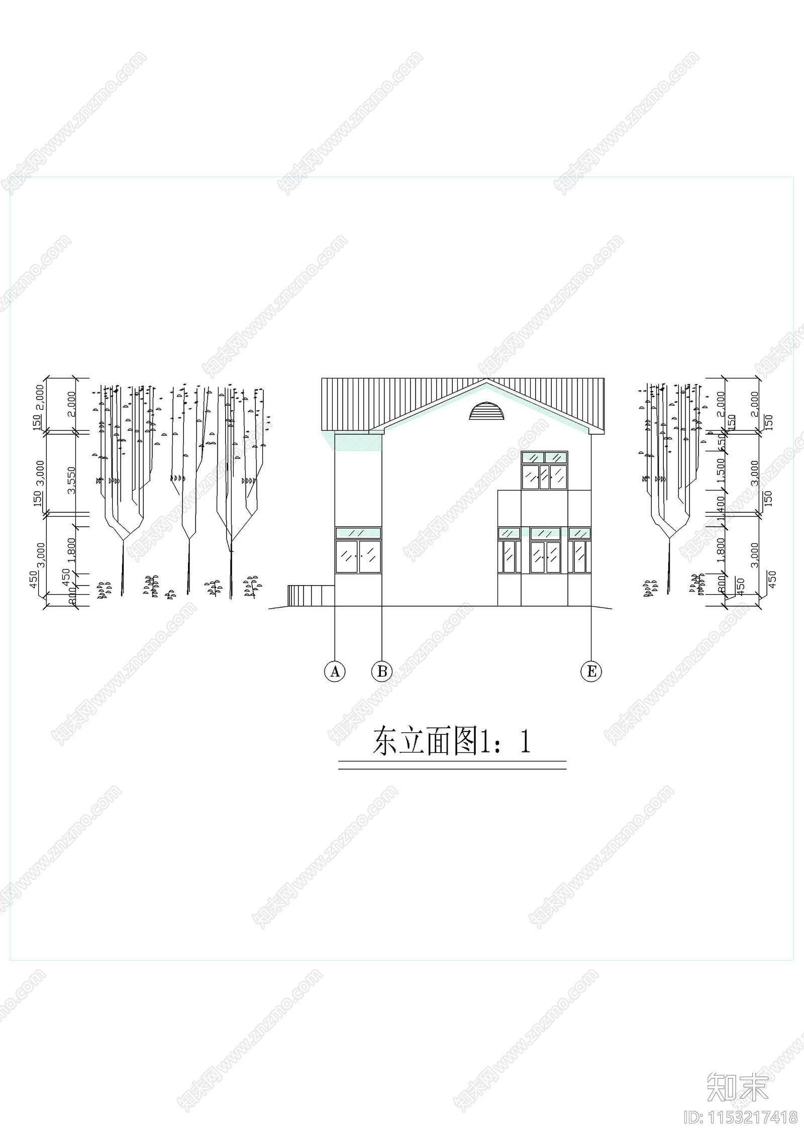 家庭小别墅建筑cad施工图下载【ID:1153217418】