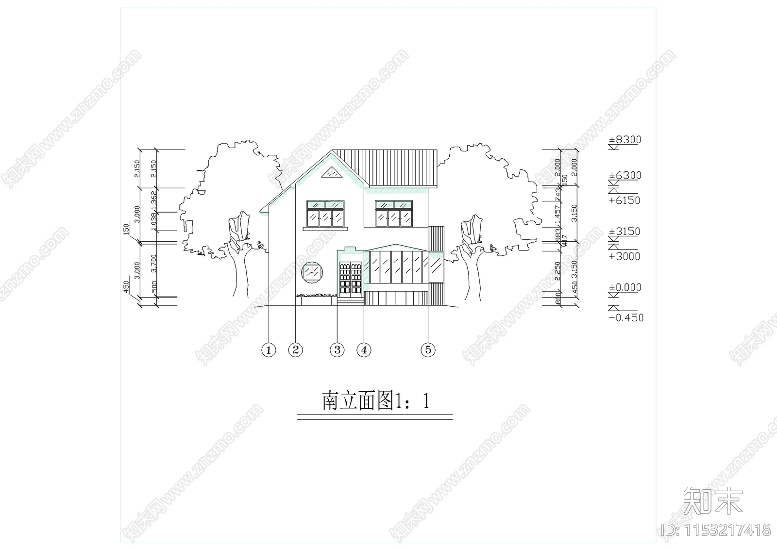 家庭小别墅建筑cad施工图下载【ID:1153217418】