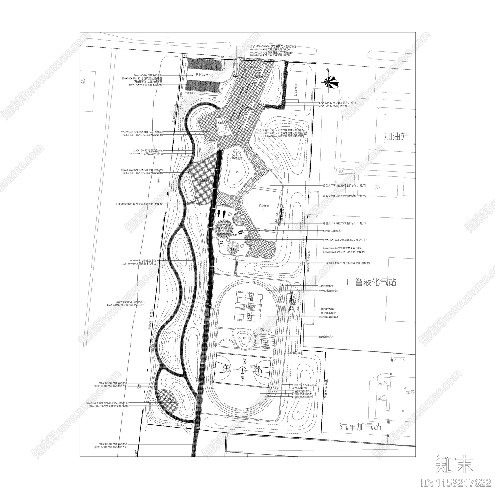 口袋公园景观平面cad施工图下载【ID:1153217622】