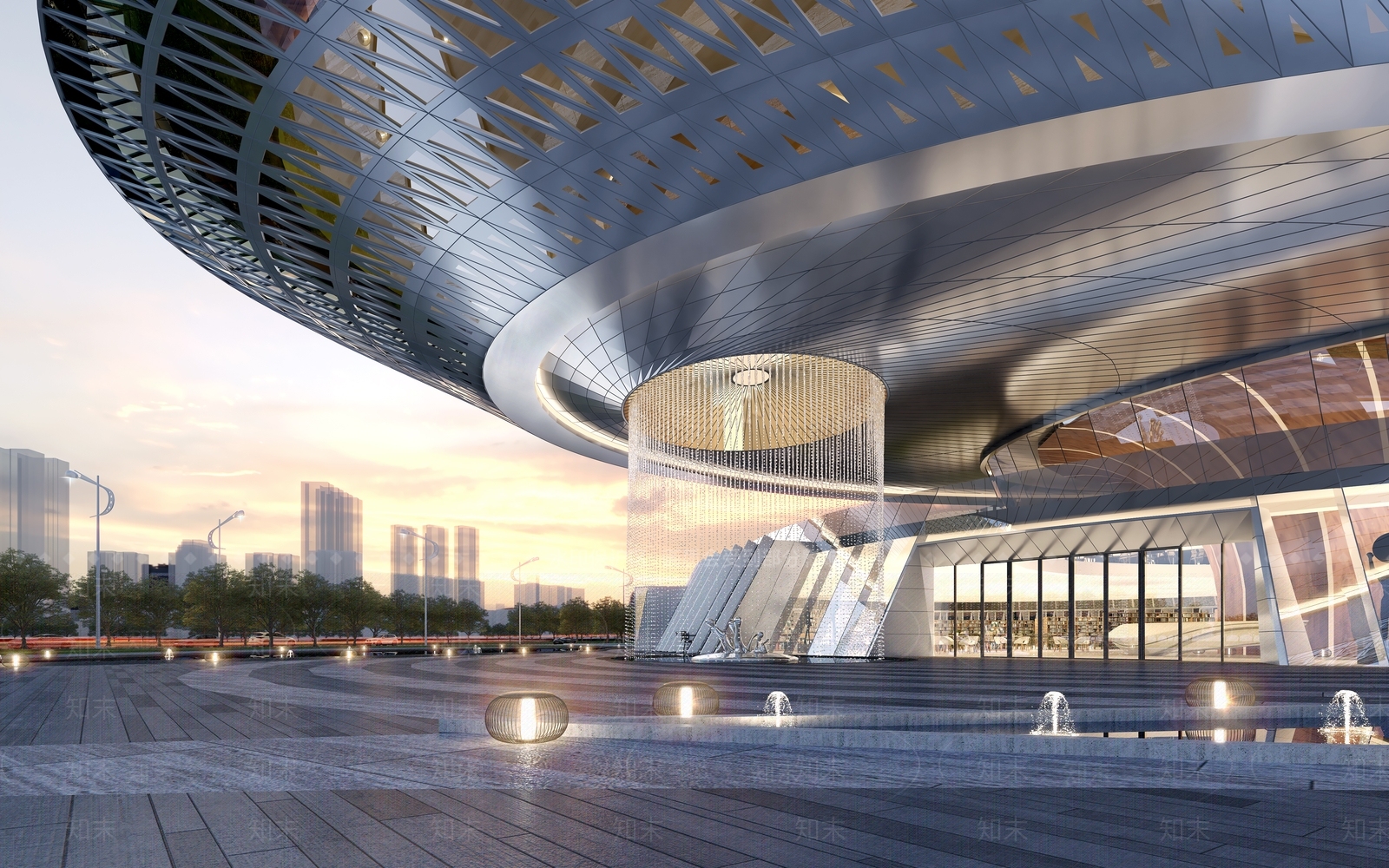 现代密斯雀仰望图书馆立面SU模型下载【ID:1153219090】