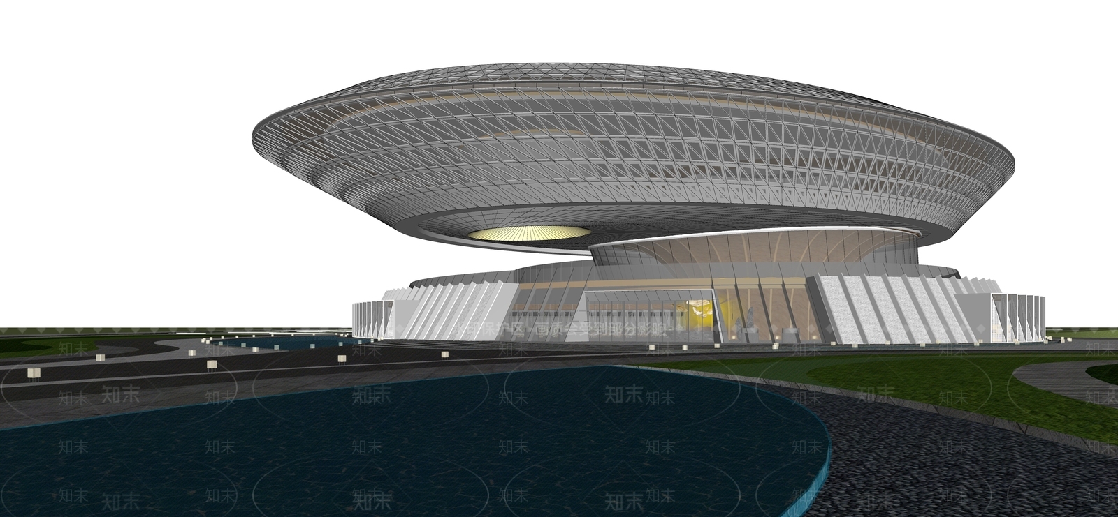 现代密斯雀仰望图书馆立面SU模型下载【ID:1153219090】