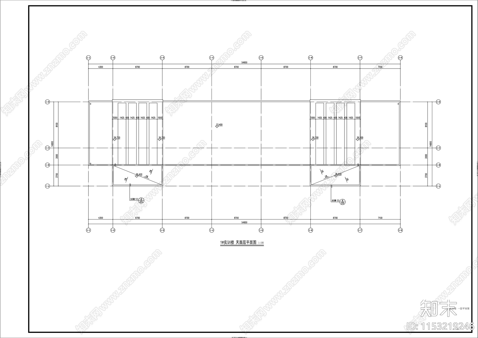 职校实训楼建筑cad施工图下载【ID:1153219246】