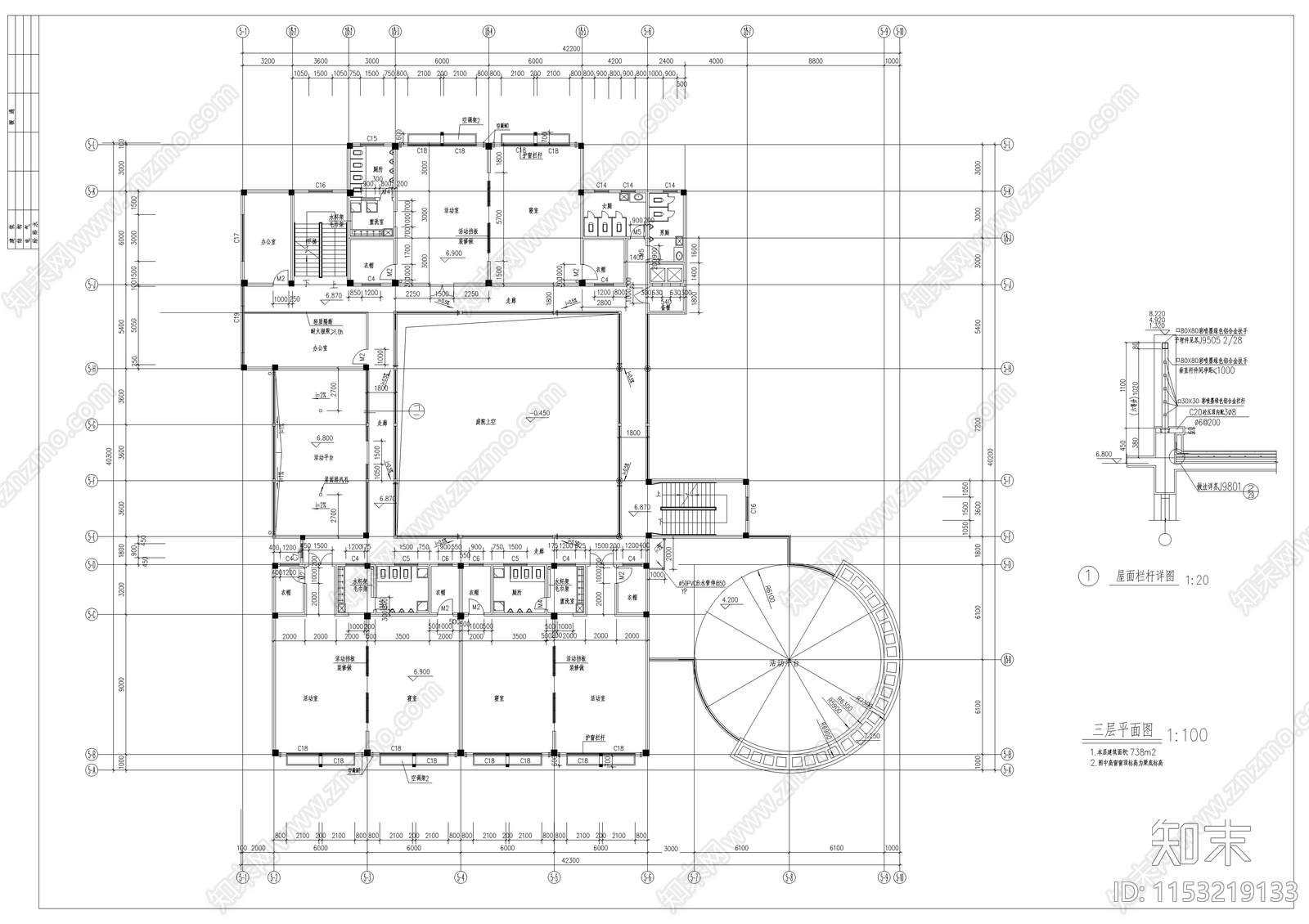 框架结构幼儿园建筑施工图下载【ID:1153219133】