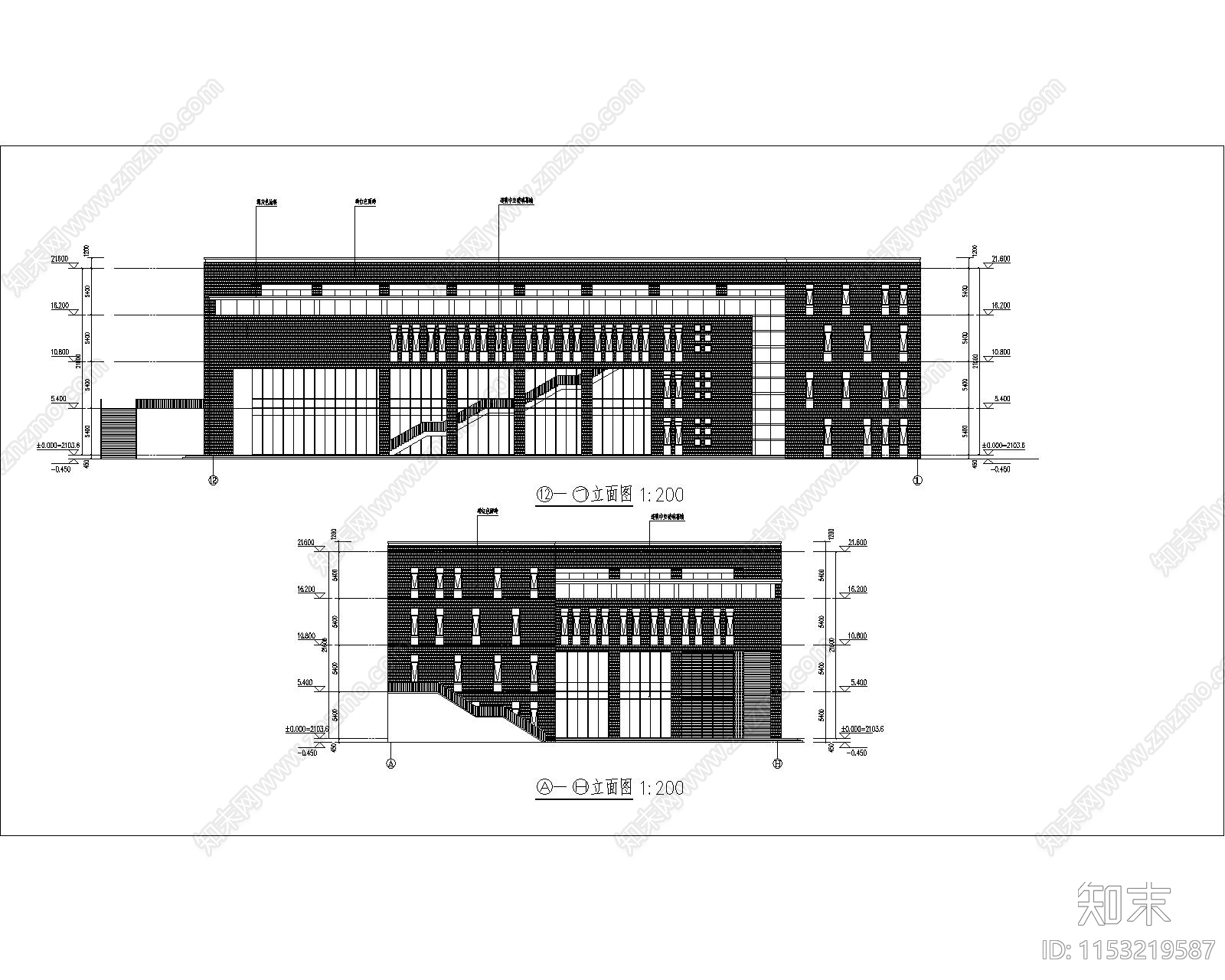 食堂建筑cad施工图下载【ID:1153219587】